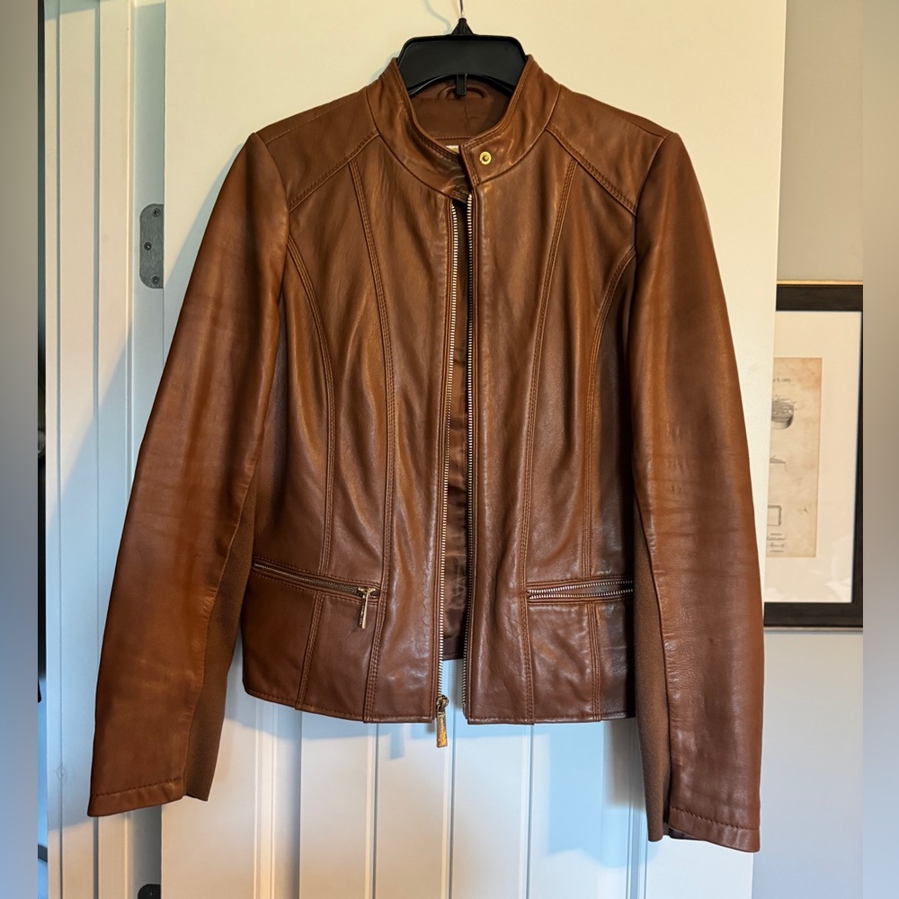 Michael Kors - Brown Fitted Leather Jacket - M